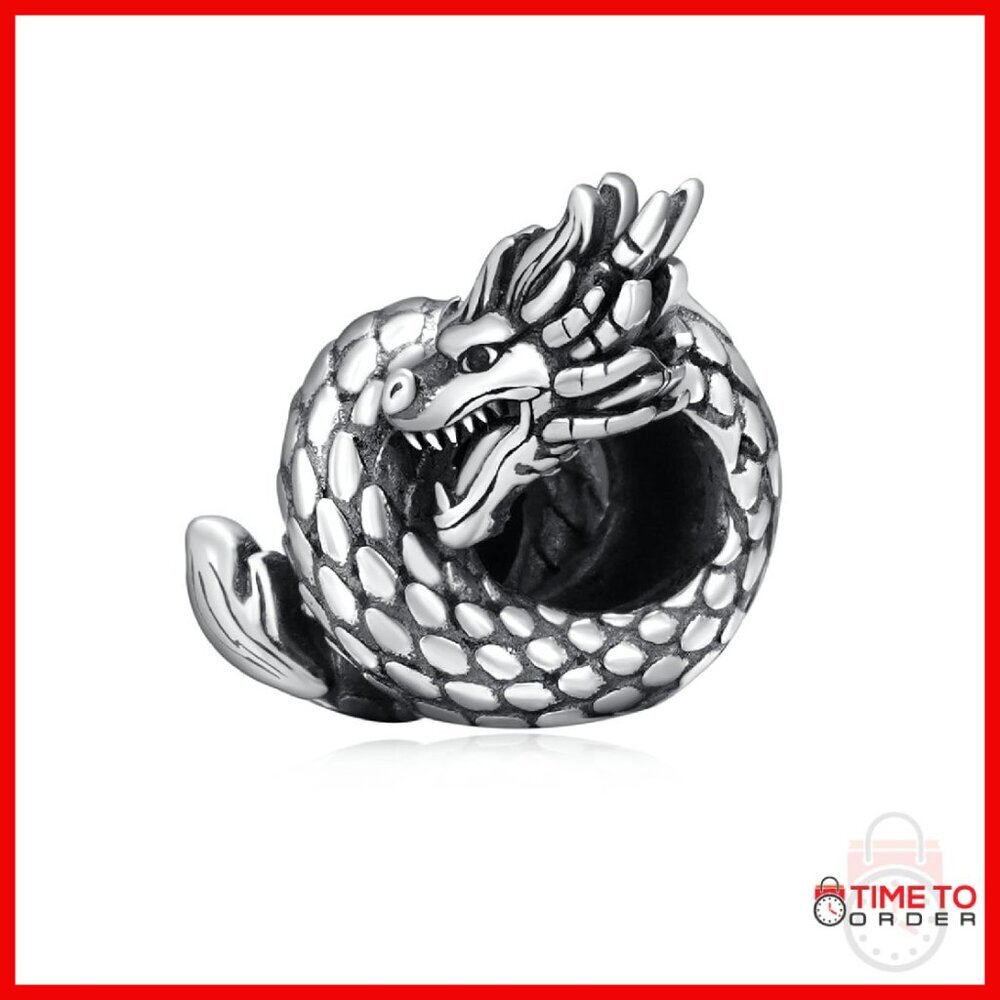 925 Sterling Silver Dragon Charm 17x13mm Jewelry Gift for Bracelet Necklace